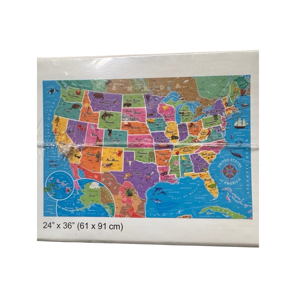 New & Sealed America's 50 State Mini Puzzles Create Giant Map 850 pieces 36"x24"